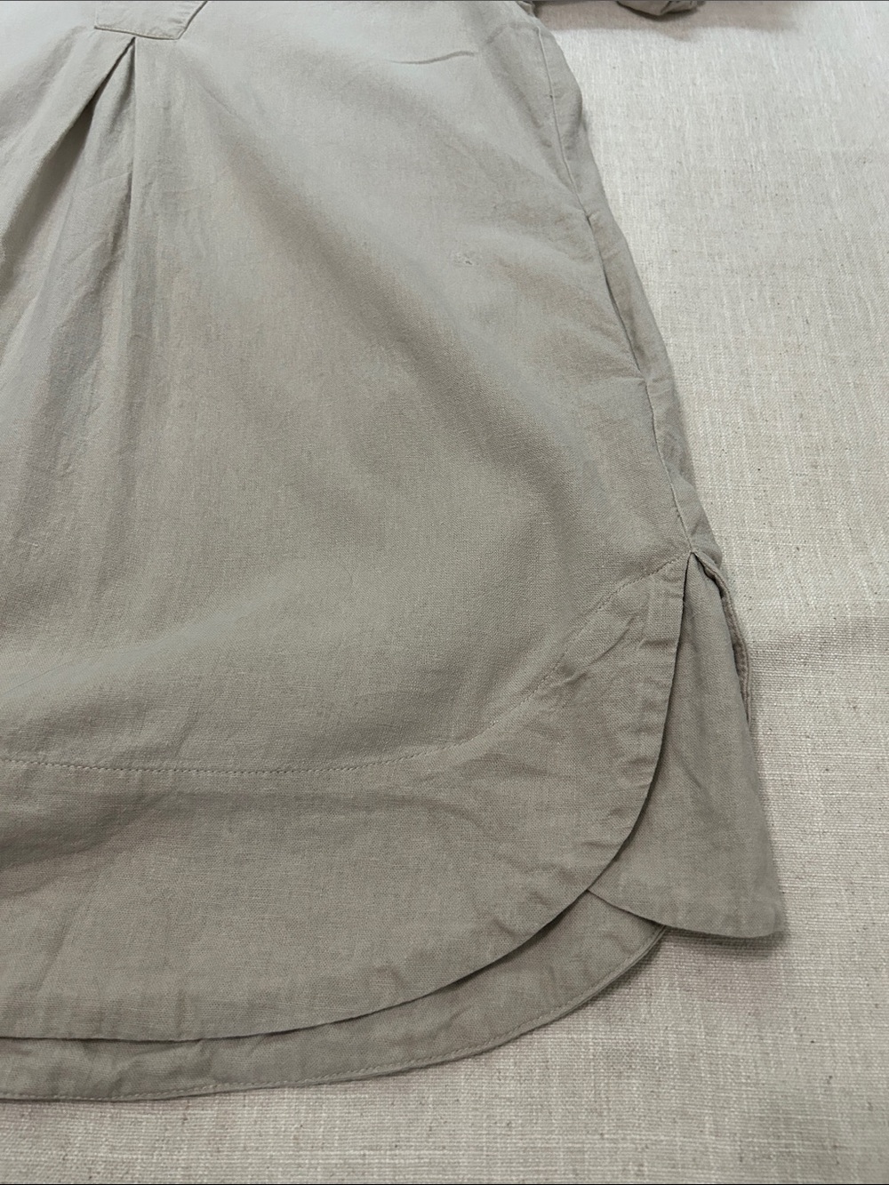 Cynthia Rowley Puff Sleeve Linen Shift Dress Tan Mini Relaxed Boho Shabby Chic - Picture 11 of 14